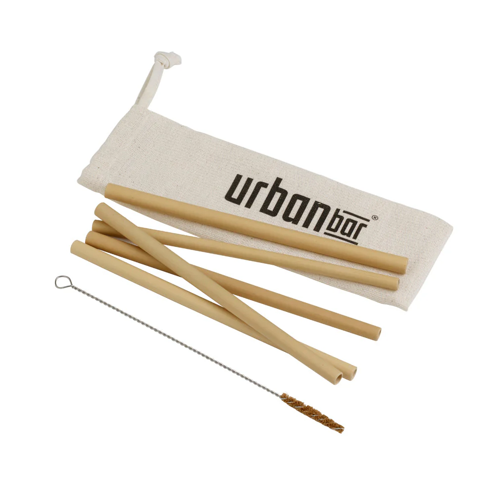 Bamboo Straws (5) in Hessian Pouch with Brush 23cm - Image 3