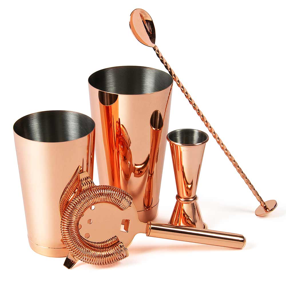 Copper Plated 5 Piece Cocktail Set - Image 3
