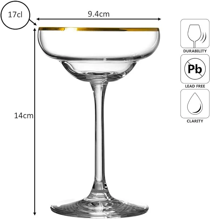 Gold Rim Coley® Crystal Glass Coupe 17cl - Image 3