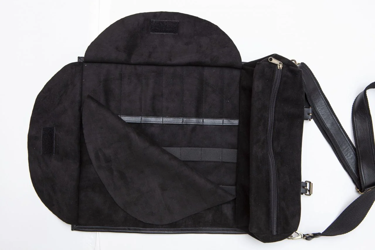 Leather Tool Bag Roll Up Black - Image 3