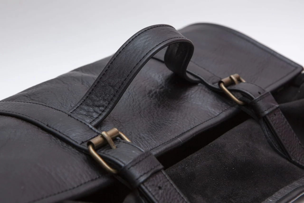 Leather Tool Bag Roll Up Black - Image 4