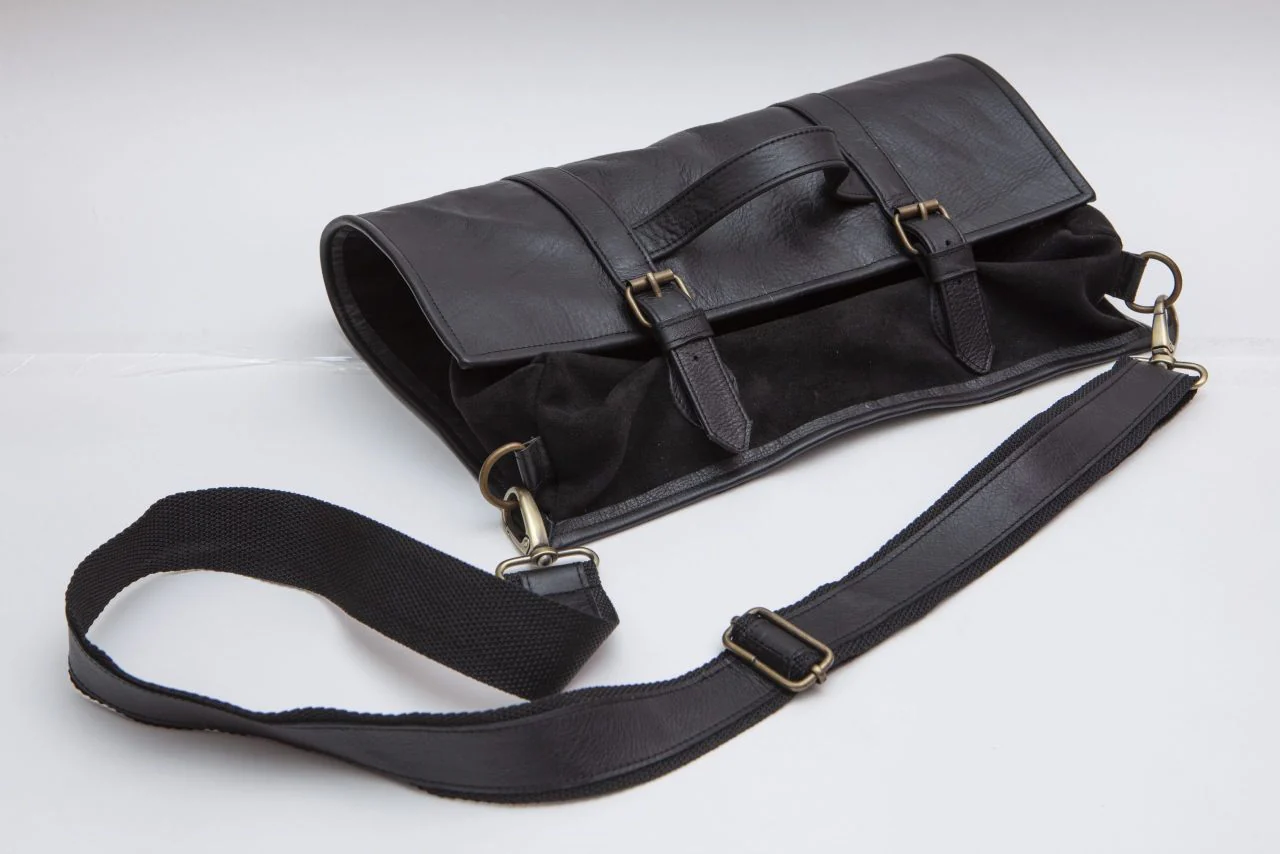 Leather Tool Bag Roll Up Black - Image 5