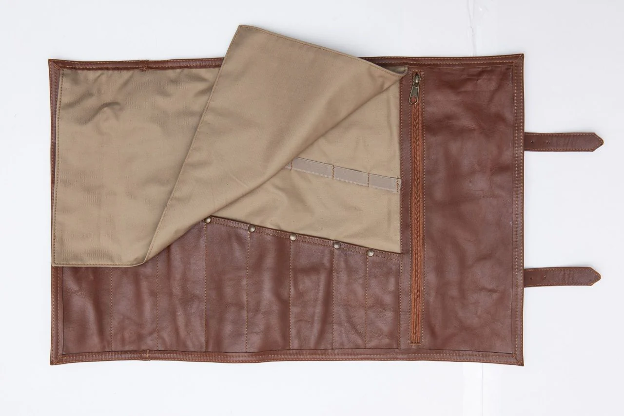 Leather Tool Bag Roll Up Brown - Image 4