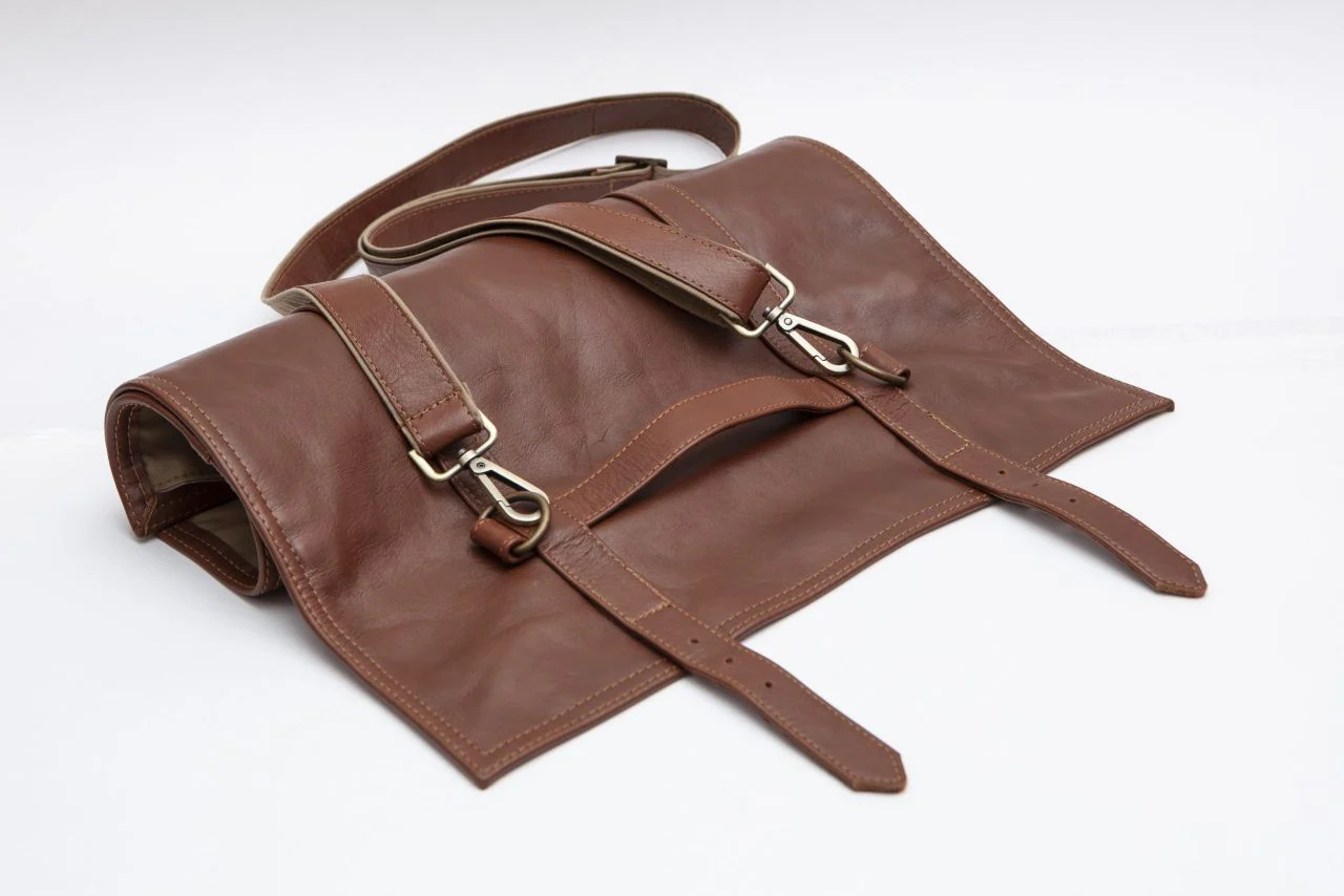 Leather Tool Bag Roll Up Brown - Image 5