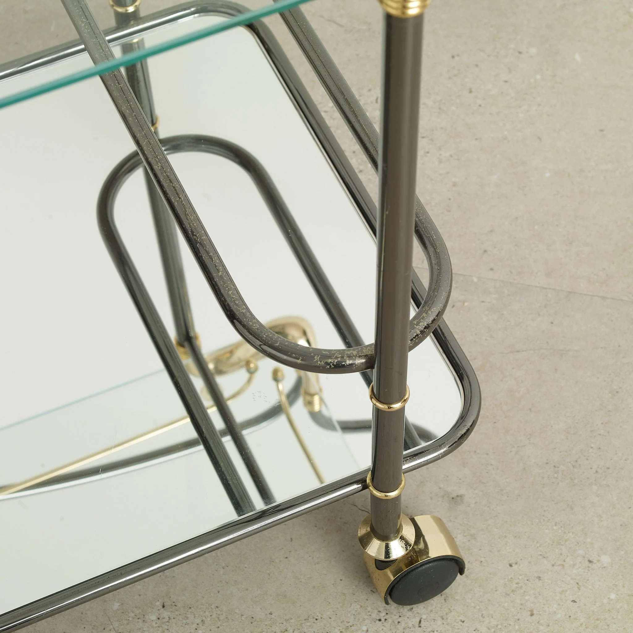 Vintage Italian Mirrored Drinks Trolley - Image 3